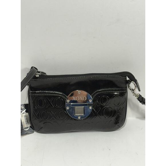 XOXO Purse Handbag Bag Black Embossed Signature Logo Xoxo Crossbody Shoulder NEW - Picture 2 of 9